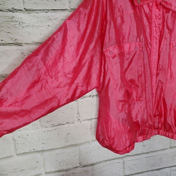 Vintage ADIDAS Hot Pink Jacket Windbreaker zip up fluorescent bomber barbiecore - Picture 7 of 9
